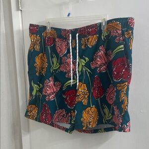 George Floral Men's Shorts - Teal and Multicolor